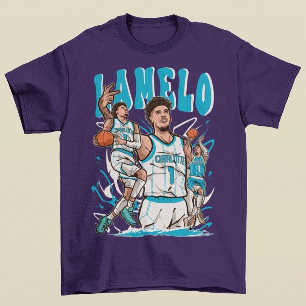 NEW LaMelo Ball Cartoon Style Charlotte Basketball T-Shirt